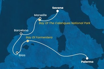 Taliansko, , Francúzsko, Španielsko zo Savony na lodi Costa Toscana