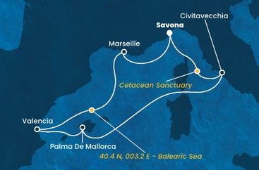 Taliansko, , Španielsko, Francúzsko zo Savony na lodi Costa Pacifica