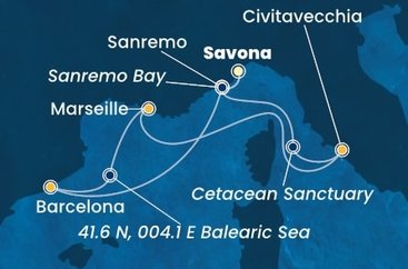 Taliansko, , Španielsko, Francúzsko zo Savony na lodi Costa Toscana