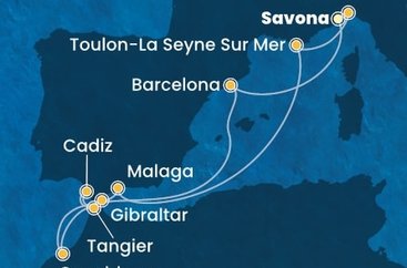 Taliansko, Španielsko, Maroko, Gibraltár, Francúzsko zo Savony na lodi Costa Diadema