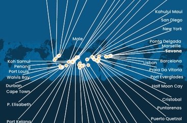 Taliansko, Francúzsko, Španielsko, Portugalsko, USA, , Panama, Kostarika, Guatemala, Mexiko, Francouzská Polynésie, Fiji, Nová Kaledonie, Austrália, Papua Nová Guinea, Japonsko, Južná Kórea, Tchaj-wan, Čína, Vietnam, Thajsko, Singapur, Malajzia, Srí Lanka, Maledivy, Maurícius, Juhoafrická republika, Namíbia, Kapverdy zo Savony na lodi Costa Deliziosa