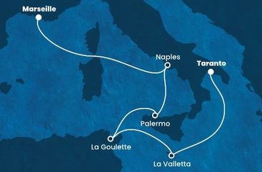 Taliansko, Malta, Tunisko, Francúzsko na lodi Costa Fascinosa