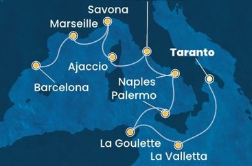 Taliansko, Malta, Tunisko, Francúzsko, Španielsko na lodi Costa Fascinosa