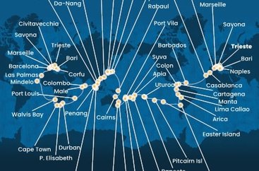 Taliansko, Francúzsko, Španielsko, Maroko, Barbados, Kolumbia, Panama, Ekvádor, Peru, Chile, Zámořské území Velké Británie, Francouzská Polynésie, Samoa, Tonga, Fiji, Vanuatská republika, Nová Kaledonie, Austrália, Papua Nová Guinea, Japonsko, Južná Kórea, Tchaj-wan, Čína, Vietnam, Singapur, Malajzia, Srí Lanka, Maledivy, Maurícius, Juhoafrická republika, Namíbia, Kapverdy, Grécko z Trieste na lodi Costa Deliziosa