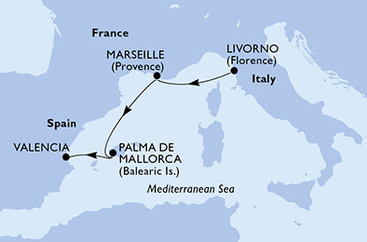 Taliansko, Francúzsko, Španielsko z Livorna na lodi MSC Lirica