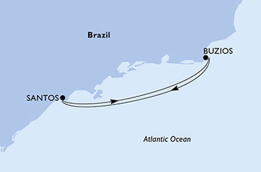 Brazília zo Santosu na lodi MSC Armonia