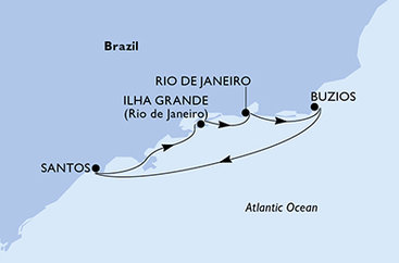 Brazília zo Santosu na lodi MSC Armonia