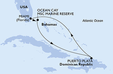 USA, Bahamy, Dominikánska republika z Miami na lodi MSC Seaside