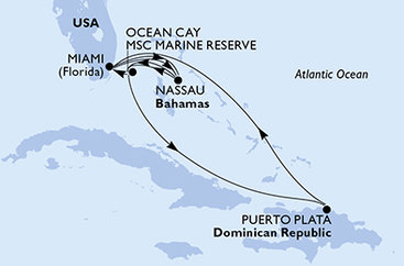 USA, Bahamy, Dominikánska republika z Miami na lodi MSC Seaside