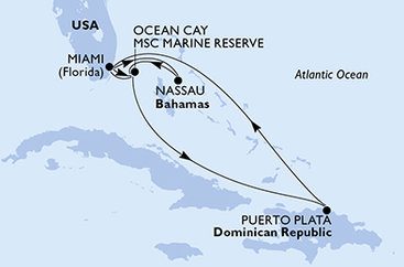 USA, Bahamy, Dominikánska republika z Miami na lodi MSC Seaside