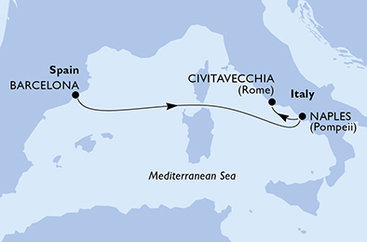 Španielsko, Taliansko z Barcelony na lodi MSC Orchestra