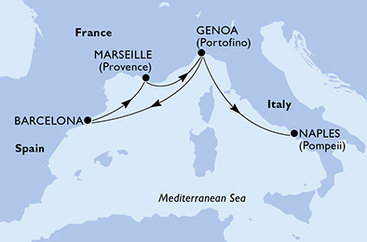 Taliansko, Španielsko, Francúzsko z Janova na lodi MSC Fantasia