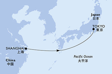 Čína, Japonsko zo Šanghaja na lodi MSC Bellissima