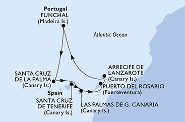 Španielsko, Portugalsko z Las Palmas na lodi MSC Opera