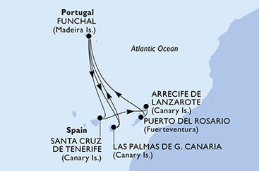 Španielsko, Portugalsko z Las Palmas na lodi MSC Musica