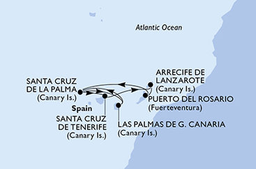 Španielsko z Las Palmas na lodi MSC Musica