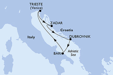 Taliansko, Chorvátsko z Bari na lodi MSC Fantasia