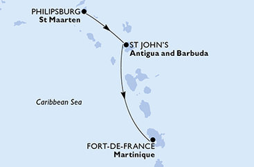 Svatý Martin, Antigua a Barbuda, Martinik z Philipsburgu na lodi MSC Virtuosa