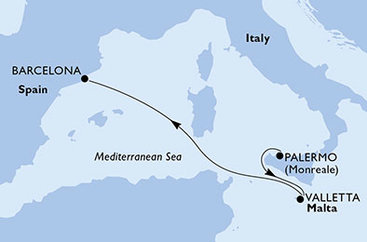 Taliansko, Malta, Španielsko z Palerma na lodi MSC Magnifica