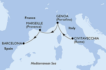 Taliansko, Francúzsko, Španielsko z Civitavechie na lodi MSC Magnifica