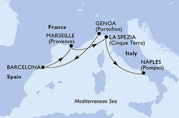 Taliansko, Španielsko, Francúzsko z Janova na lodi MSC Magnifica