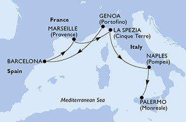 Taliansko, Španielsko, Francúzsko z Janova na lodi MSC Magnifica