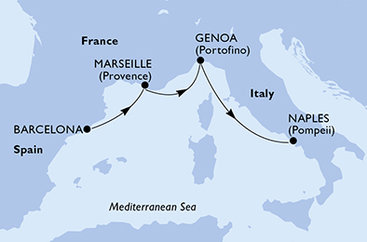 Španielsko, Francúzsko, Taliansko z Barcelony na lodi MSC Fantasia