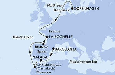 Španielsko, Maroko, Francúzsko, Dánsko z Barcelony na lodi MSC Magnifica