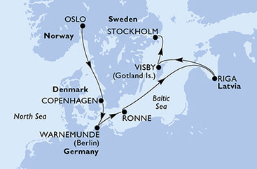 Nórsko, Dánsko, Nemecko, Lotyšsko, Švédsko z Osla na lodi MSC Magnifica