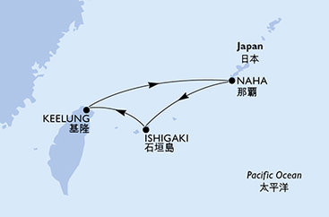 Japonsko, Tchaj-wan z Nahy - Okinawi na lodi MSC Bellissima