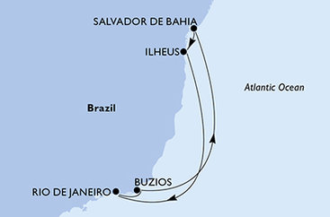 Brazília z Rio de Janeira na lodi MSC Armonia