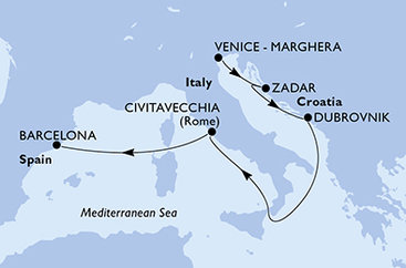 Taliansko, Chorvátsko, Španielsko na lodi MSC Armonia