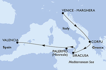 Taliansko, Grécko, Španielsko na lodi MSC Lirica