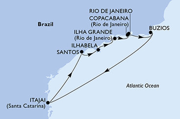 Brazília zo Santosu na lodi MSC Lirica