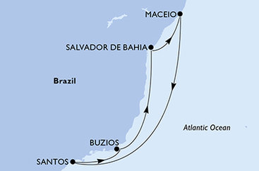 Brazília zo Santosu na lodi MSC Seaview