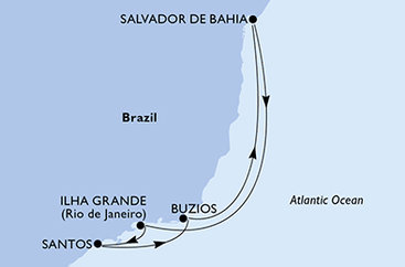 Brazília zo Santosu na lodi MSC Seaview