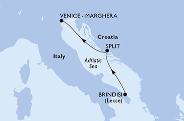 Taliansko, Chorvátsko z Brindisi na lodi MSC Armonia