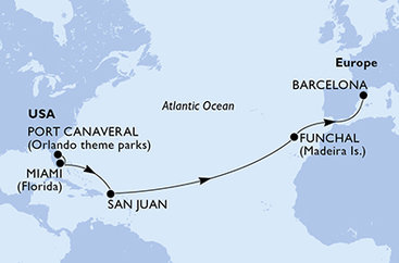 USA, Portugalsko, Španielsko z Port Canaveralu na lodi MSC Grandiosa