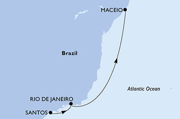 Brazília zo Santosu na lodi MSC Seaview