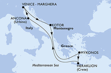 Taliansko, Čierna Hora, Grécko z Ancony na lodi MSC Lirica