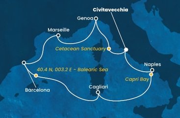 Taliansko, Francúzsko, Španielsko z Civitavechie na lodi Costa Smeralda