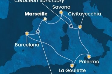 Francúzsko, Španielsko, Tunisko, Taliansko z Marseille na lodi Costa Pacifica