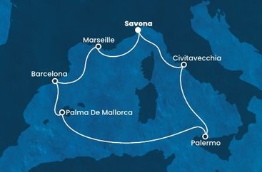 Taliansko, Francúzsko, Španielsko ze Savony na lodi Costa Smeralda