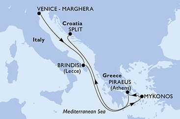 Taliansko, Grécko, Chorvátsko na lodi MSC Armonia