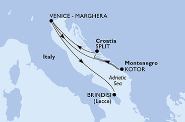 Taliansko, Čierna Hora, Chorvátsko na lodi MSC Armonia